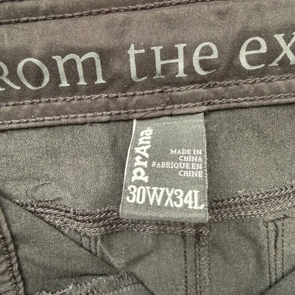 Prana Stretch Zion Hiking Pants Mens 30x34 Black Nylon Cargo Outdoor - Picture 6 of 13